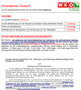 Absurde Taxitarifverordnung Graz und Graz-Umgebung?