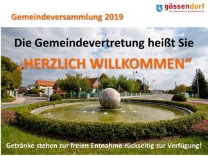 Gemeindeversammlung Gössendorf 2019 (4/4) – Bericht aus der Gemeinde