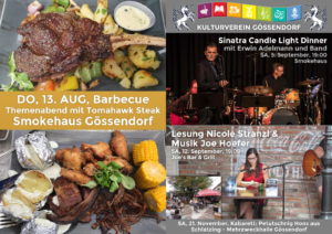 Gössendorf Gastro KW 33 – Barbecue mit Tomahawk, Menüplan & Veranstaltungen September