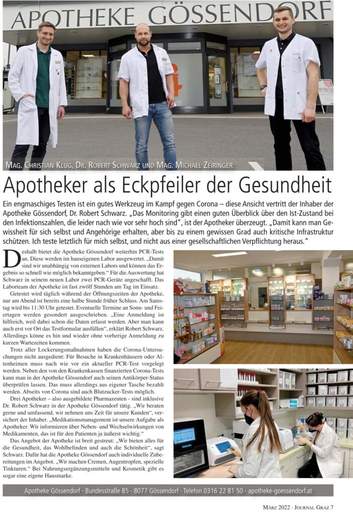 Journal Graz März 2022 – Apotheke Gössendorf Testangebot