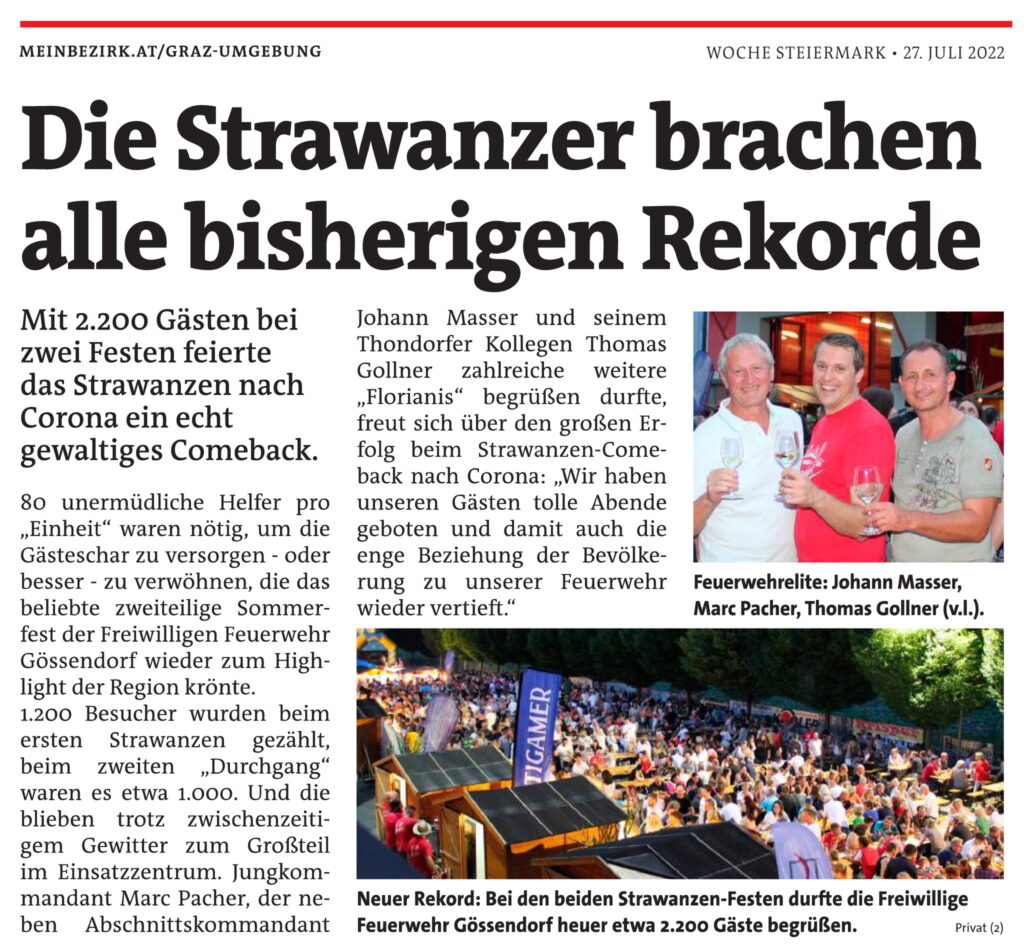 Woche GU-Süd 27. Juli – Strawanzen bricht alle Rekorde