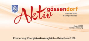 Gössendorfer Gemeindeaussendung – Erinnerung Energiekostengutschein, Lesung & Buchvorstellung Nicole Stranzl, Cabriobusfahrt und Umweltkino