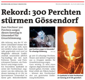 WOCHE GU-Süd 02.11.2022 – Perchtenlauf in Gössendorf und Auftrag und Auszeichnung für Gössendorfer Sattler AG