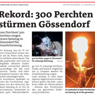 WOCHE GU-Süd 02.11.2022 – Perchtenlauf in Gössendorf und Auftrag und Auszeichnung für Gössendorfer Sattler AG