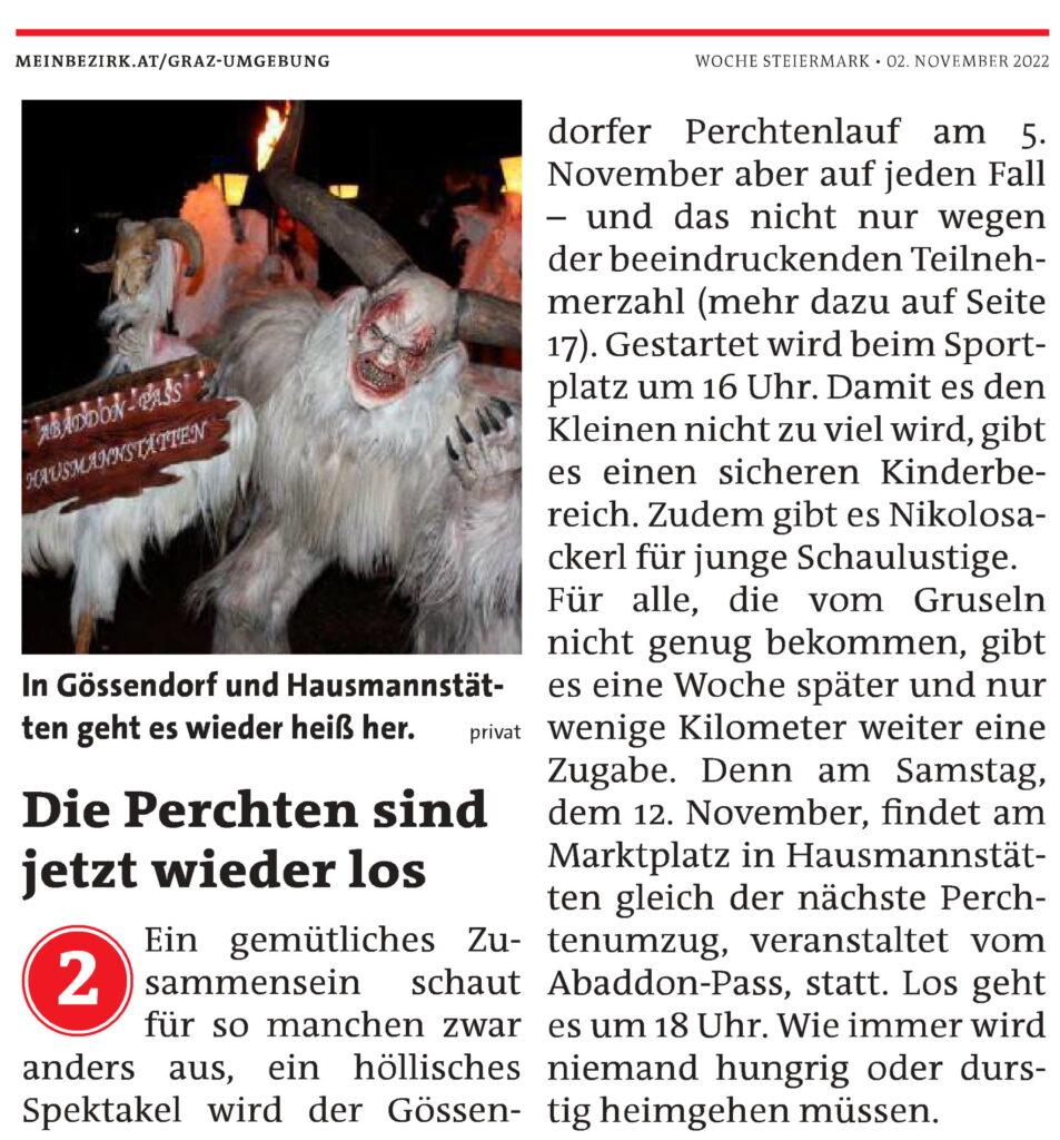Perchtenläufe in Gössendorf und Hausmannstätten