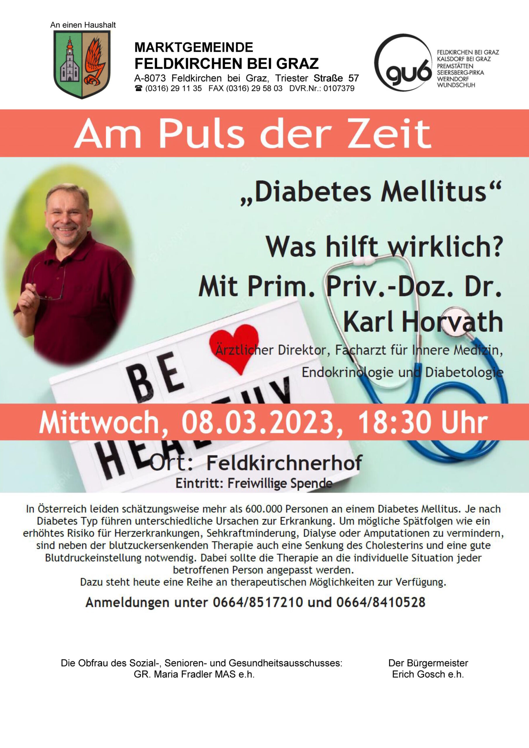 Vortrag: Diabetes Mellitus – Was hilft wirklich? in Feldkirchen