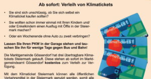 Neue Gössendorf Gemeindeaussendung:  Klimatickets zum Ausleihen, Förderaktion CO-Warnmelder, Heizkostenzuschuss, Internationales Dressurturnier & Benefizkonzert Hospizverein