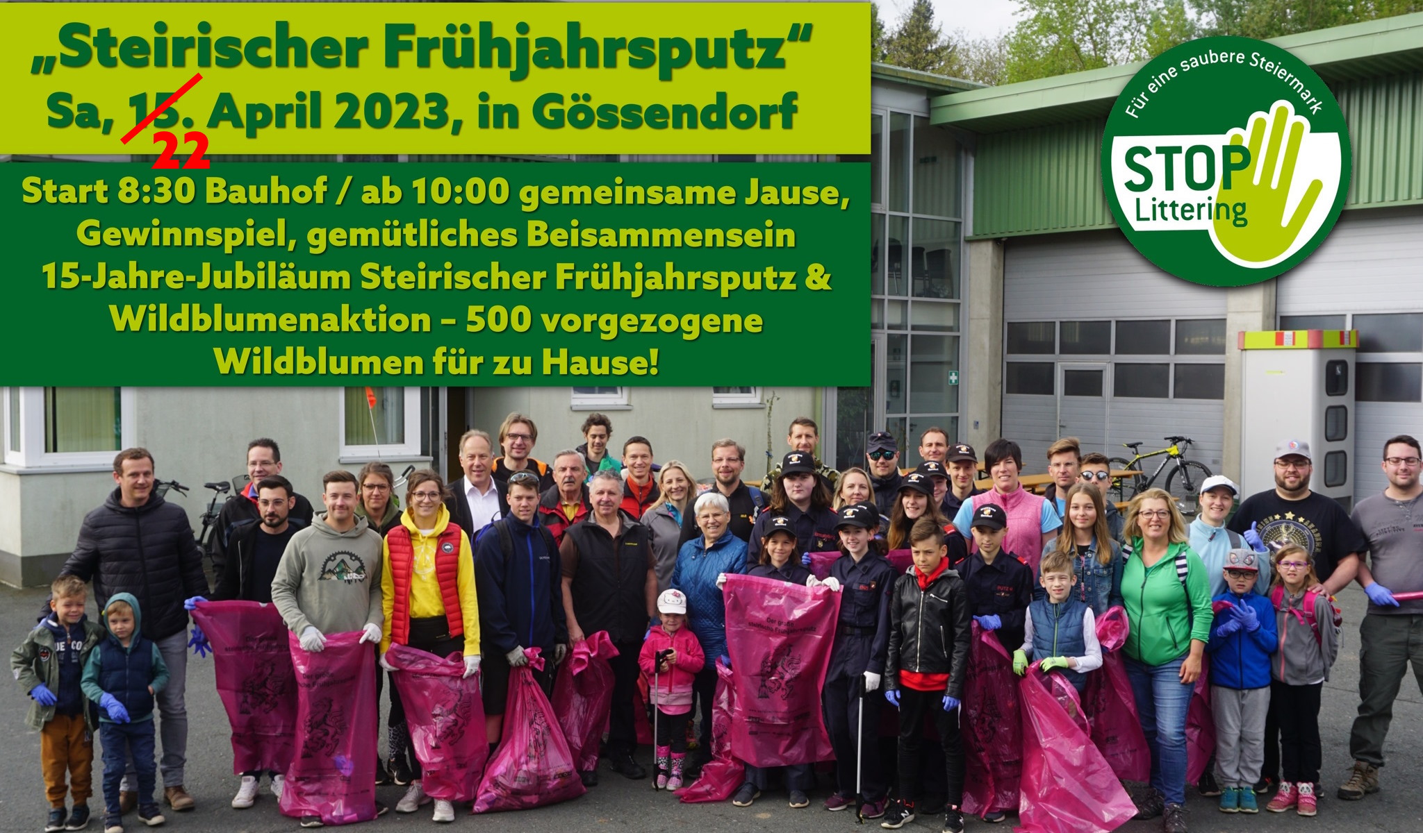 Gössendorfer Aktionstag „Steirischer Frühjahrsputz“ mit Wildblumenaktion und gemütlichen Beisammensein