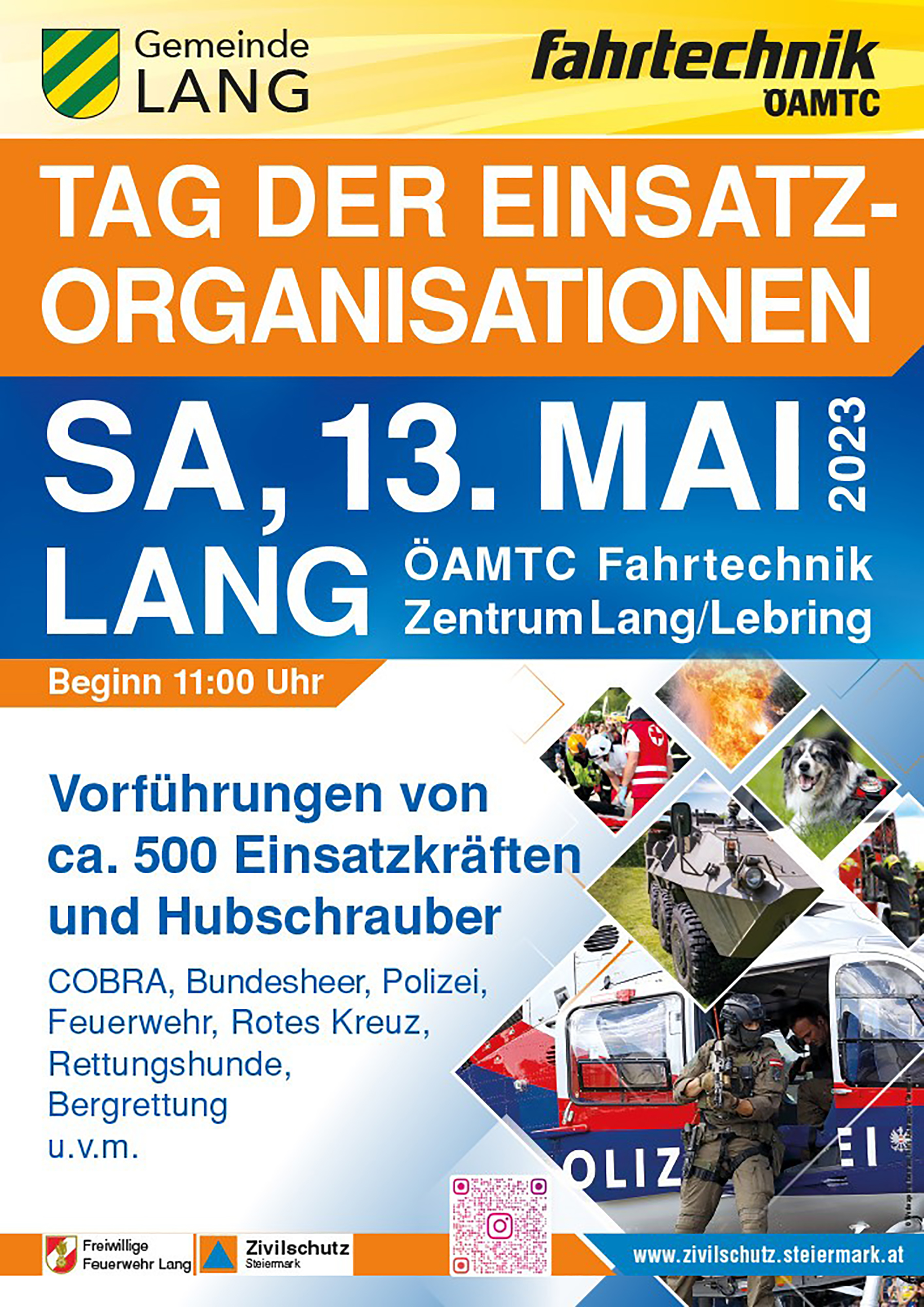 Tag der Einsatzorganisation 2023 Steiermark im ÖAMTC Fahrtechnik Zentrum Lang/Lebring