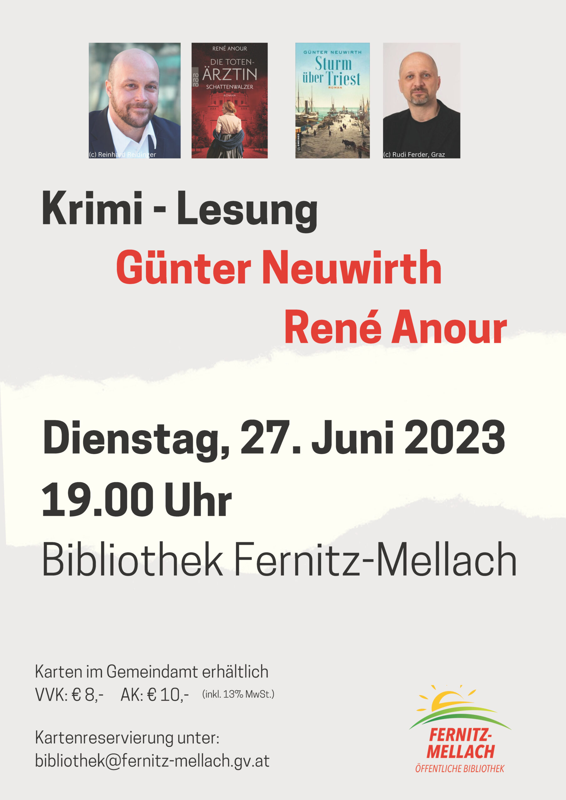 Krimi-Lesung – Günter Neuwirth – René Anour in der Bibliothek Fernitz-Mellach