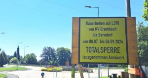 Wasserverband informiert: L370 in Grambach zwischen 8. Juli und 6. September 2024 für den Verkehr (ausgenommen Anrainer) gesperrt!