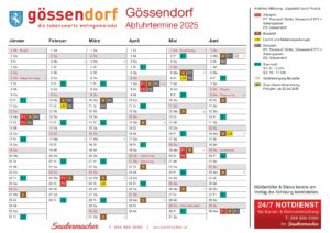 Umweltkalender Gössendorf 2025 – Mülltermine für das Jahr 2025