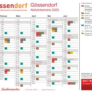 Umweltkalender Gössendorf 2025 – Mülltermine für das Jahr 2025