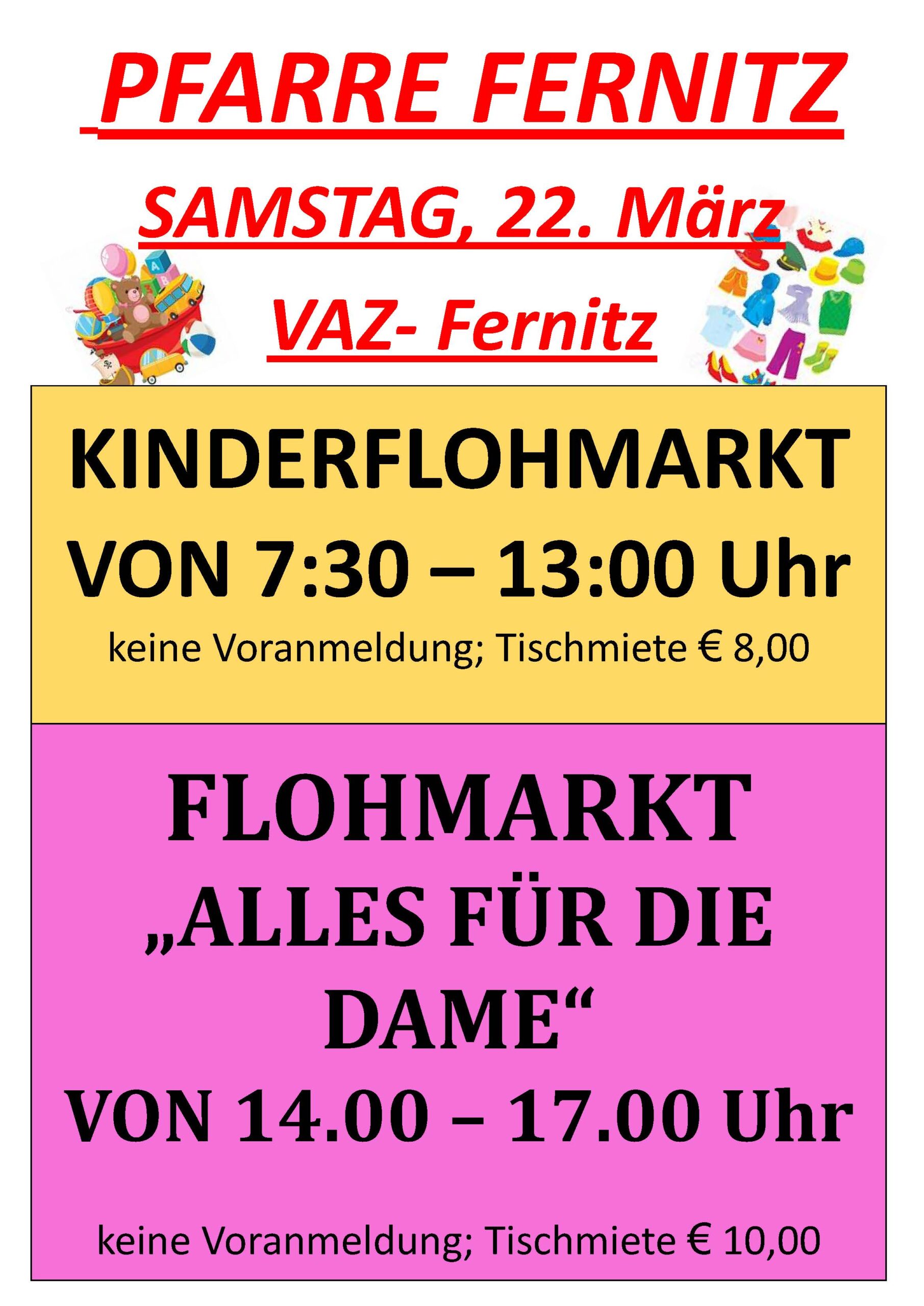 KINDERFLOHMARKT / FLOHMARKT „ALLES FÜR DIE DAME“ FERNITZ