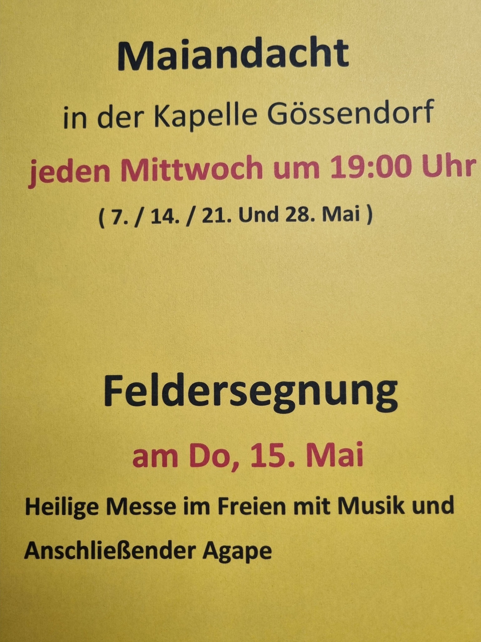 Feldersegnung Kapelle Gössendorf