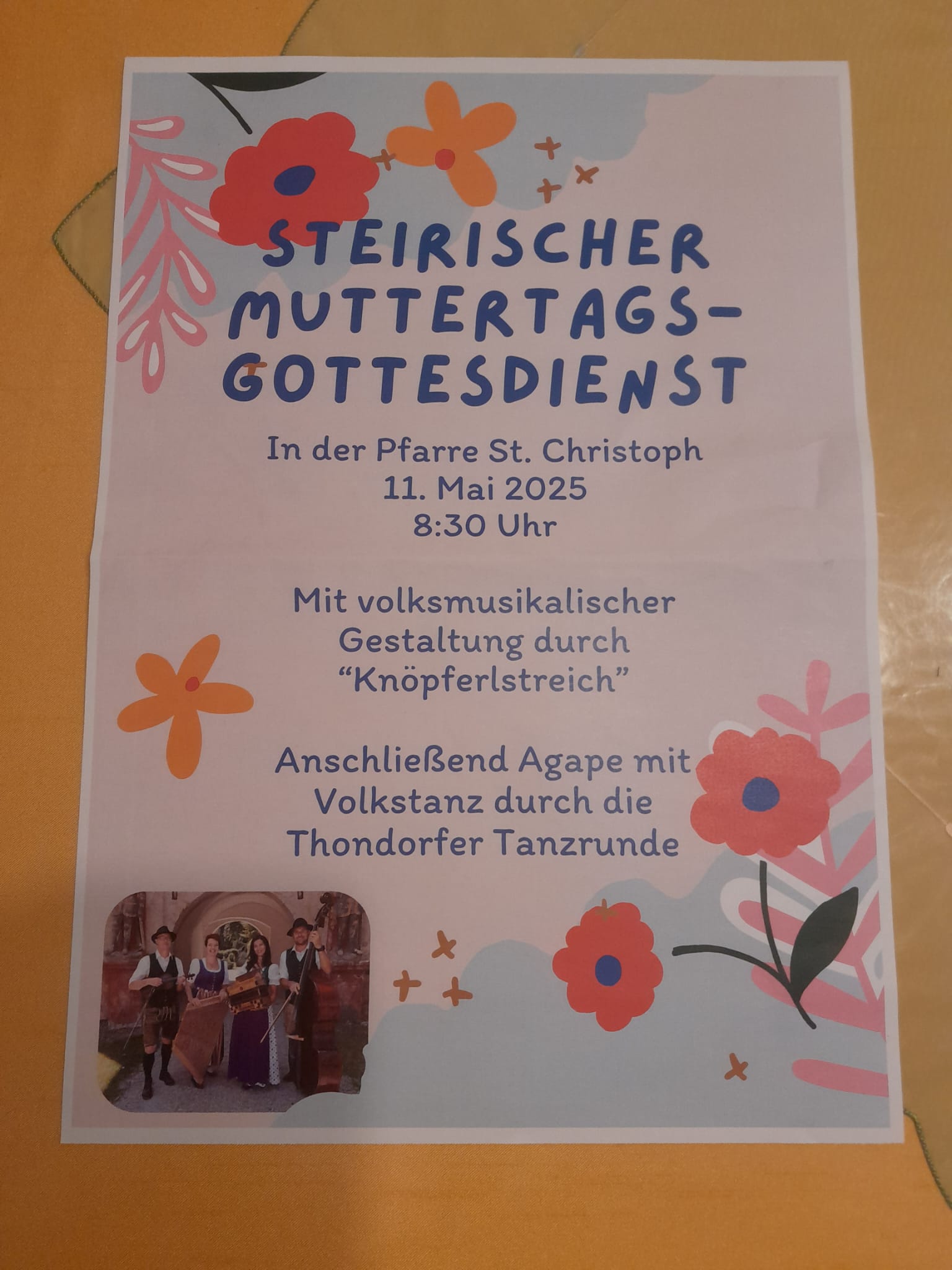Steirischer Muttertagsgottesdienst in Thondorf mit Knöpflerlstreich und Agape