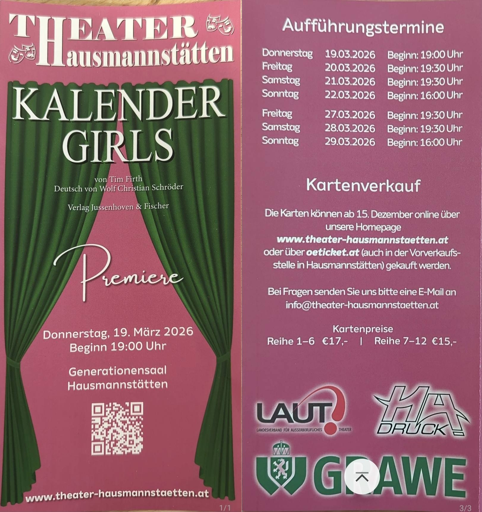 Theaterverein Hausmannstätten mit dem Stück „Kalender Girls“ von Tim Firth