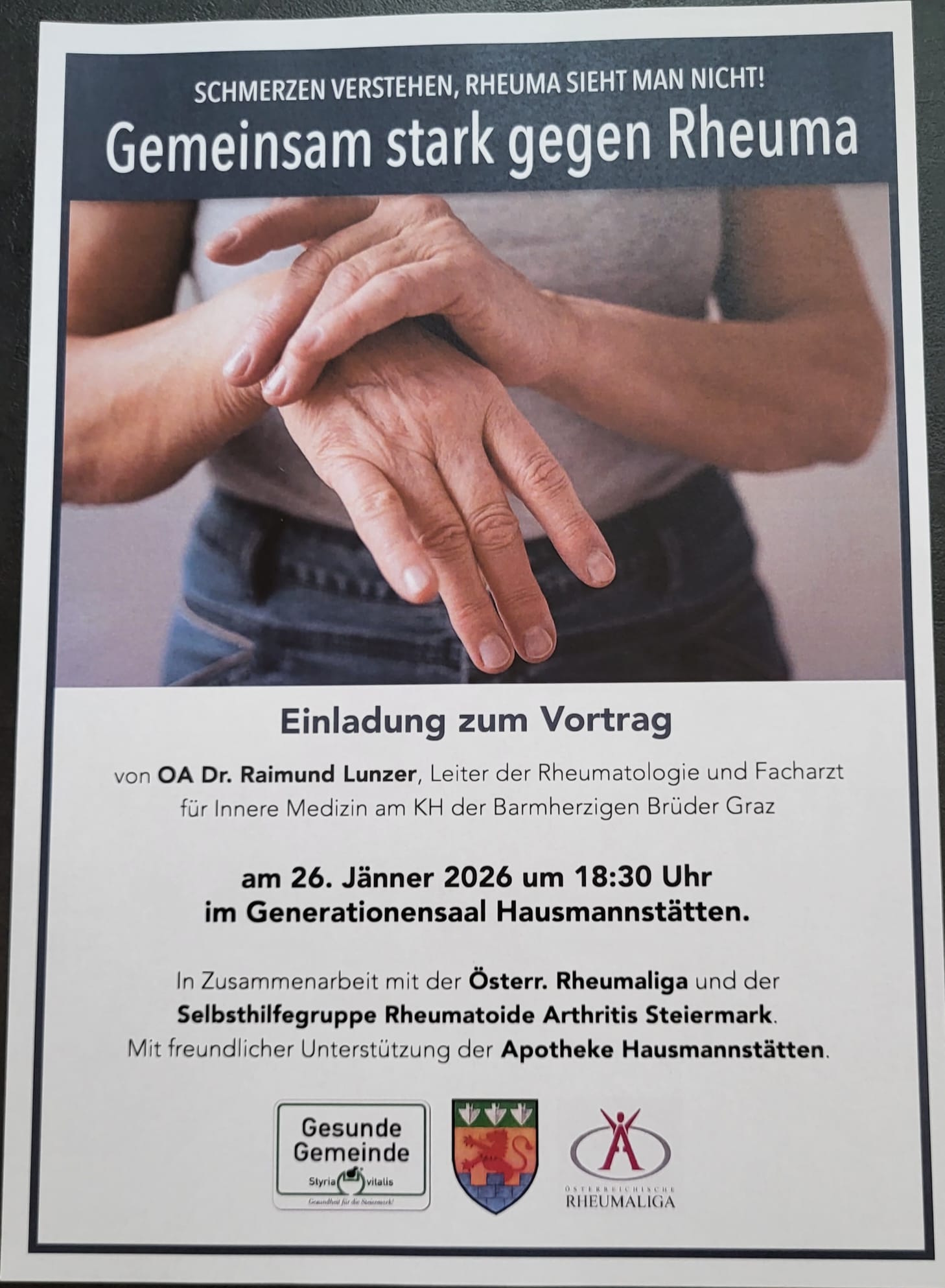 Vortrag „Gemeinsam gegen Rheuma“ in Hausmannstätten