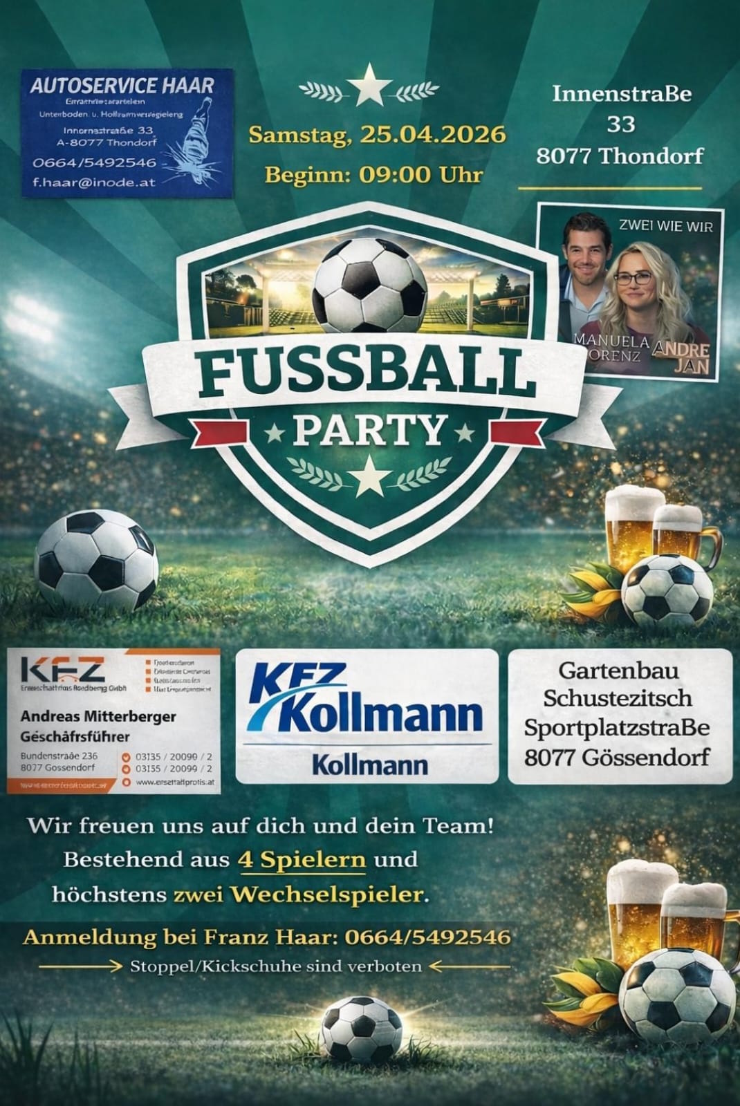 Wiesenhofturnier in Thondorf mit Fußball-Party (Frühjahr 2026) Wiesenhofturnier in Thondorf mit Fußball-Party (Frühjahr 2026)
