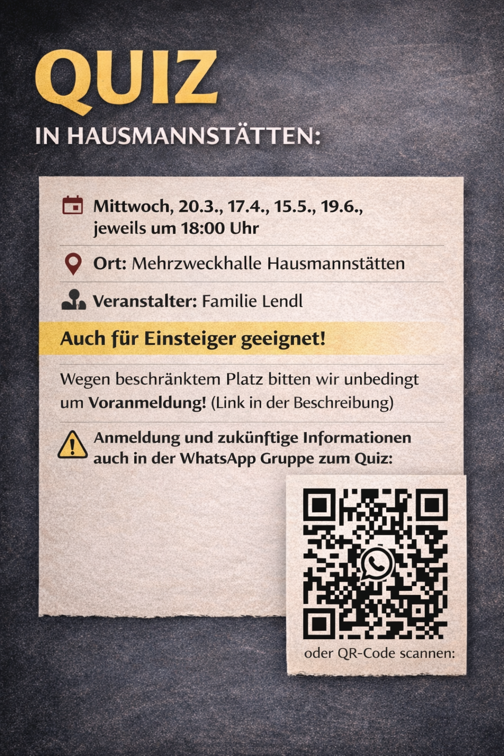 Quizabend in Hausmannstätten Quizabend in Hausmannstätten