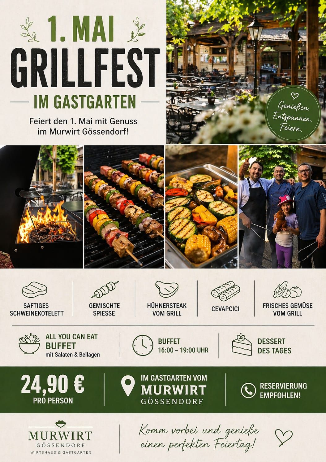 GRILLFEST AM 1. MAI IM GASTGARTEN – Murwirt Gössendorf