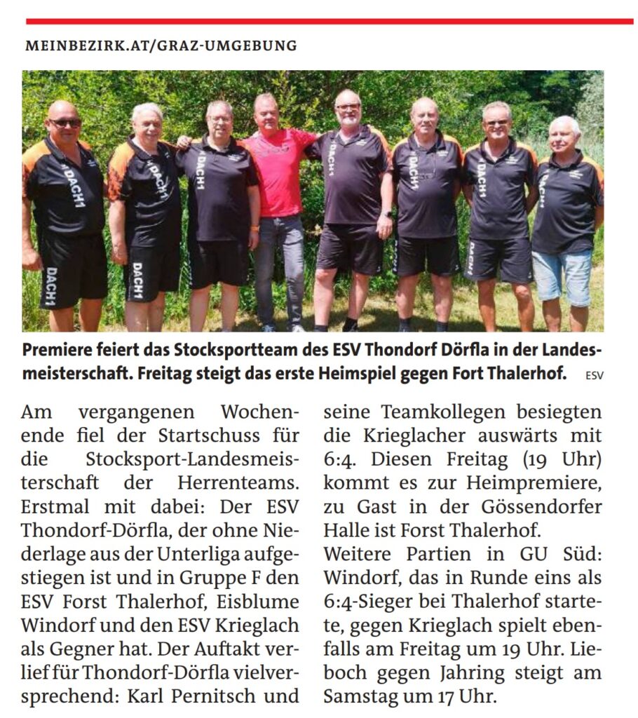 ESV Thondorf-Dörfla: Premiere in der Stocksport-Landesmeisterschaft