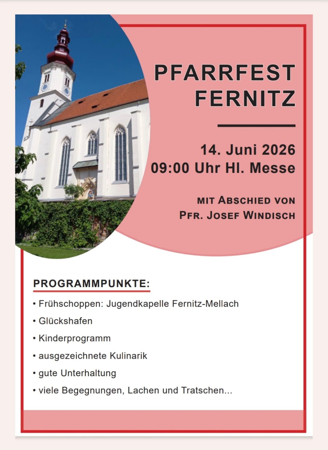 Pfarrfet Fernitz mit Abschied von Pfarrer Josef Windisch