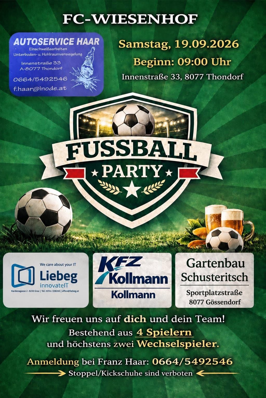 Wiesenhofturnier in Thondorf mit Fußball-Party (Herbst 2026)