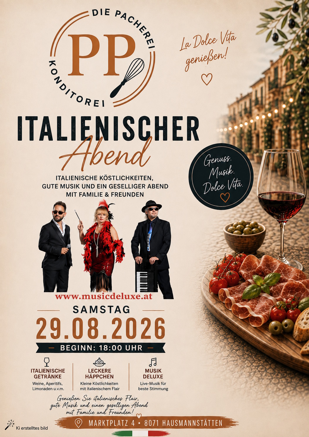 Italienischer Abend in der Pacherei Hausmannstätten lädt zum Genießen ein Italienischer Abend in der Pacherei Hausmannstätten lädt zum Genießen ein