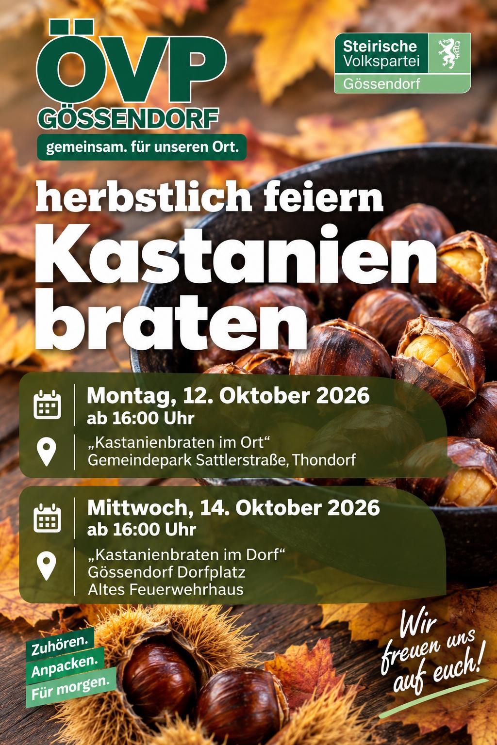 Kastanienbraten der ÖVP Gössendorf an zwei Terminen