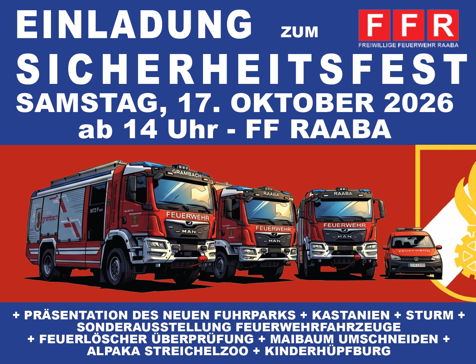 Sicherheitsfest der Freiwilligen Feuerwehr Raaba 2026