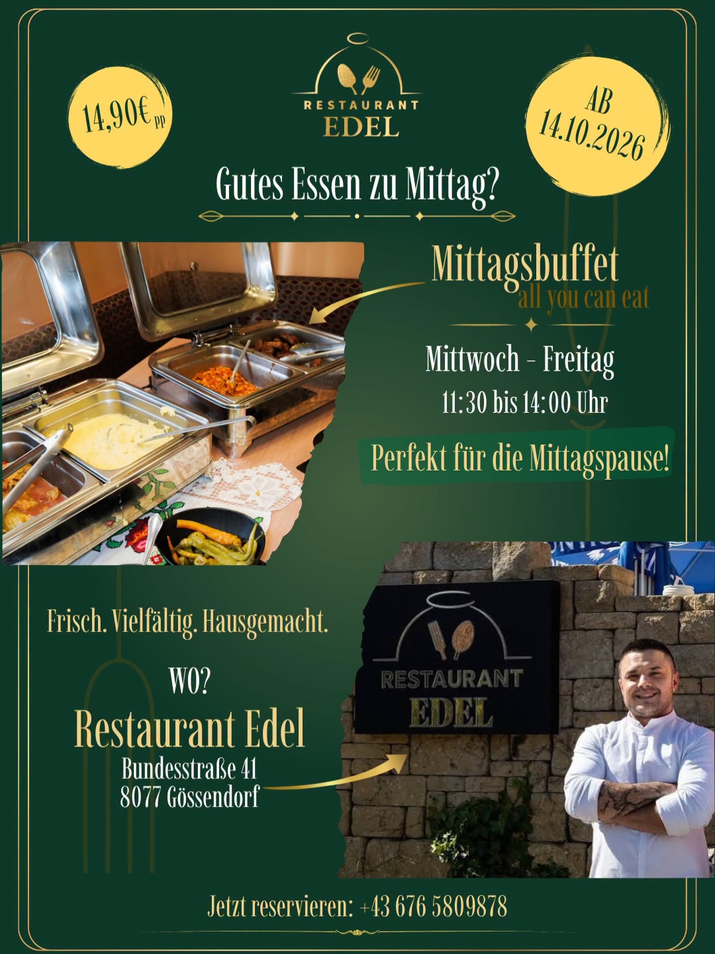 Start des neuen Mittagsbuffet im Restaurant Edel in Gössendorf